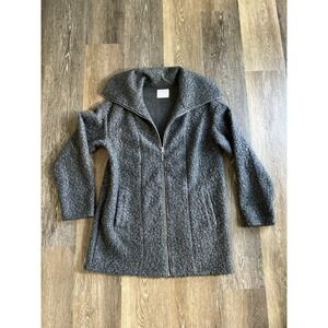 Stylus brand textured charcoal gray zip-up jacket with a large collar Size Small